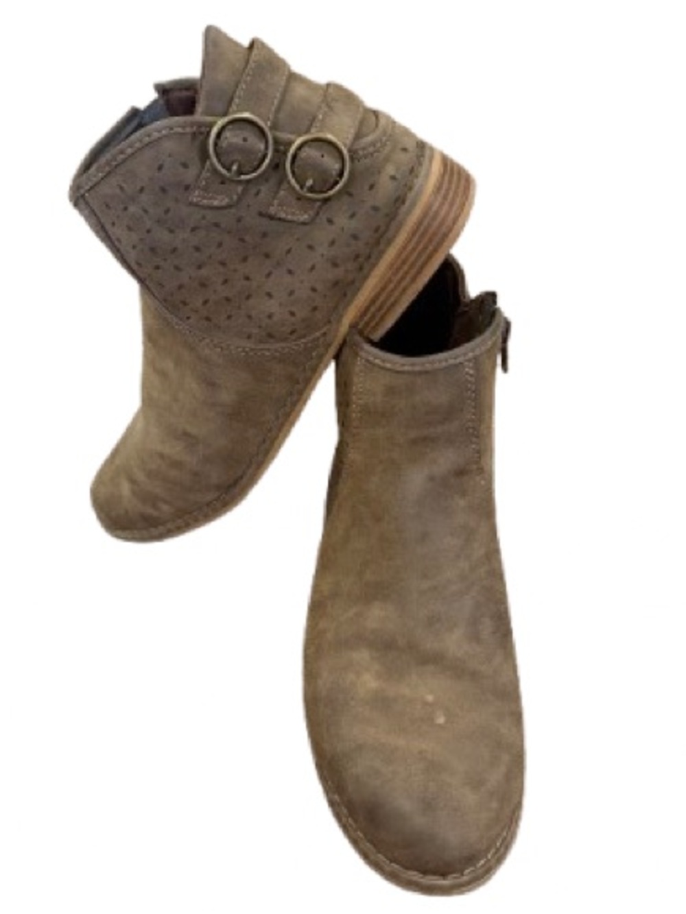 Rocket Dog Women’s Taupe Suede Ankle Booties with Buckle Accents Size 9